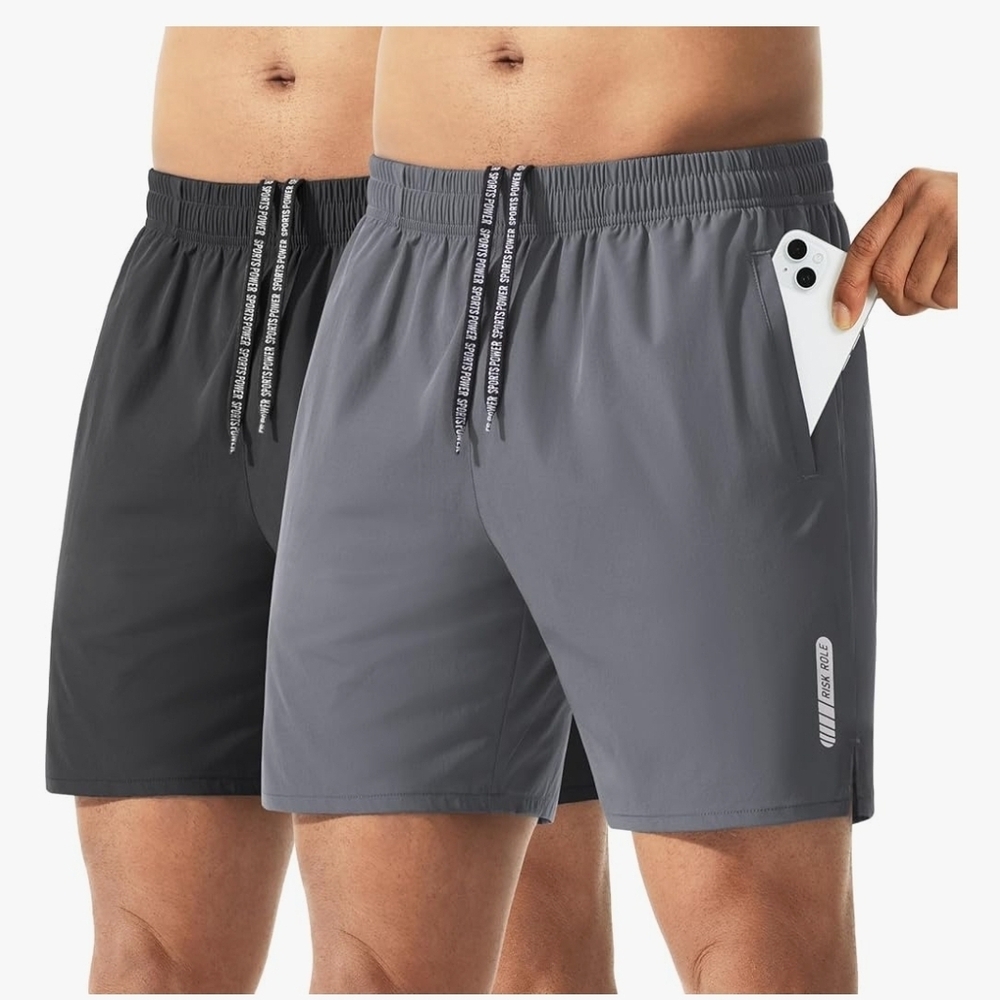 Men’s Athletic Running Shorts 2-Pack Size XXL Quick Dry Gym Workout 5” Inseam NE